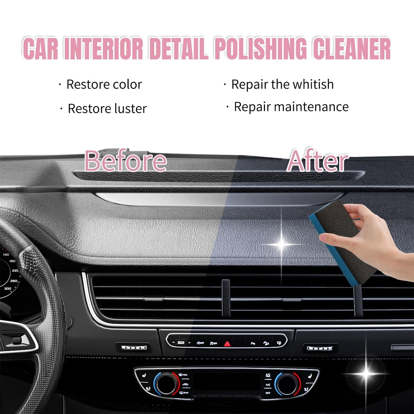 2PCS New Polishing Cleaner Car Interior, Interior Detail Spray, Cleaning & Decontamination, Interior All Purpose Car Cleaner for Rubber, Leather(100ml)