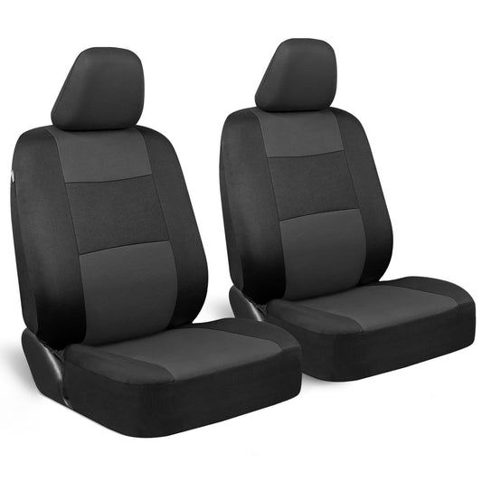 BDK PolyPro 2-Pack Front Car Seat Covers Set in Charcoal/Black - Front Seat Covers for Cars Trucks Vans SUVs Sedans, Easy to Install Front Car Seat Cover Protection, Universal Fit Car Accessories