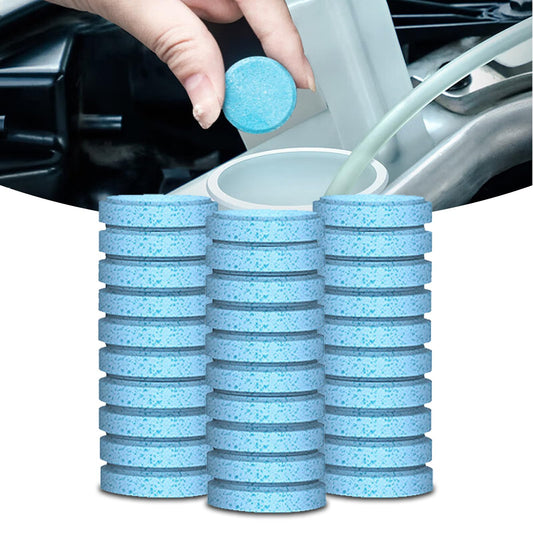 KUQUTIDY 30PCS Washer Fluid Tablets, Windshield Wiper Fluid Cleaner Concentrate, Car Windshield Window Washer Solid Effervescent, Remove Glass Stains for Car Room Kitchen Window Glass Cleaning