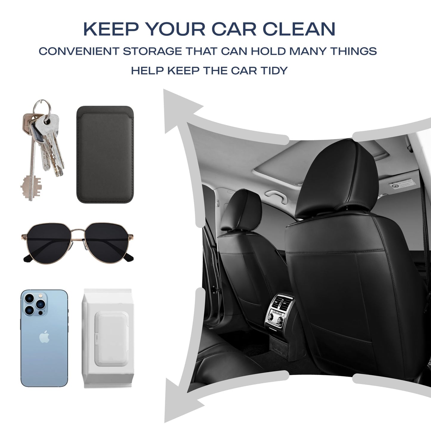 Skechers MAX Cushioning Seat Covers,Memory Foam Leather Car Seat Covers,Waterproof Car Seat Protector Full Sets,Car Seat Cushion Airbag Automotive Universal Fit for Most Cars,Vans,Trucks,SUV,Black