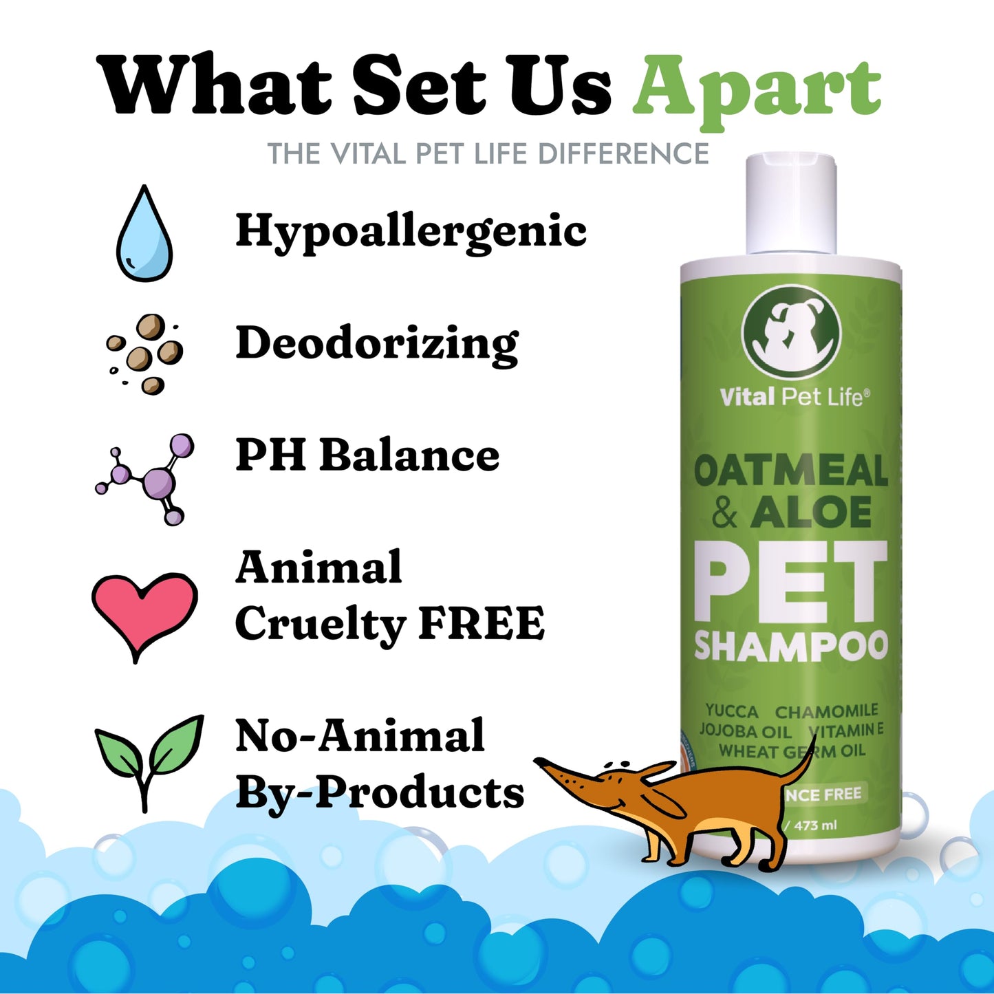 Dog Shampoo with Oatmeal, Aloe Vera, Chamomile, Jojoba Oil, Vitamin E - Natural Ingredients, Helps Allergies Dry Coats & Itchy Sensitive Skin, No Parabens or Artificial Dyes, 16 oz