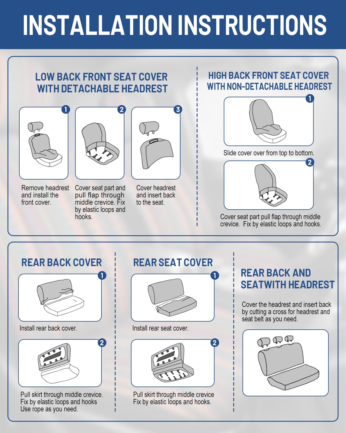 Sino Salected Baja Saddle Blanket Car Seat Covers Full Set with Seat Belt Pads and Steering Wheel Cover, Washable Breathable Striped Woven Cloth Seat Covers for Cars, SUV, Truck, (Orange)