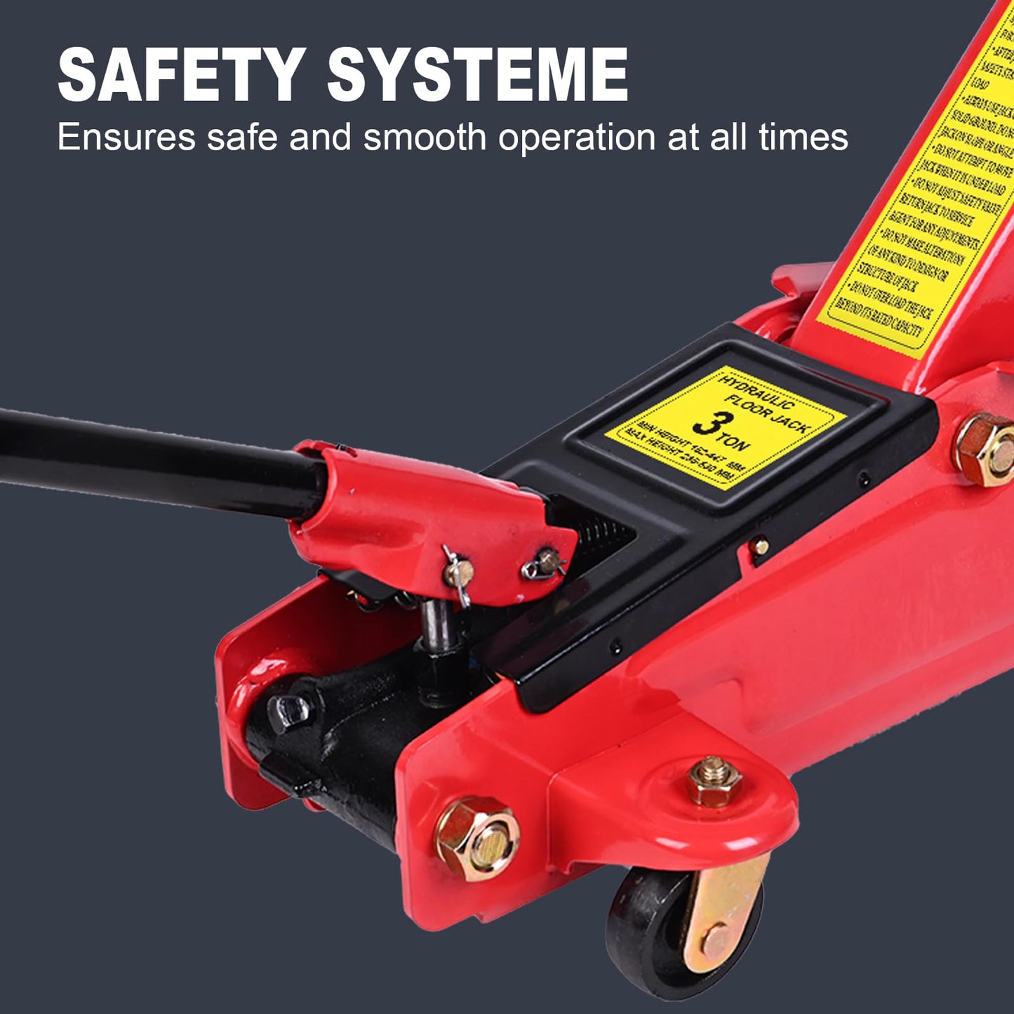 Low Profile Floor Jack 3 Ton (6,600 lbs), Heavy Duty Steel Hydraulic Racing Car Jack, Single Piston Quick Lift Pump with 10"-21.6" Lifting Range, Portable Hydraulic Floor Jack (Red)