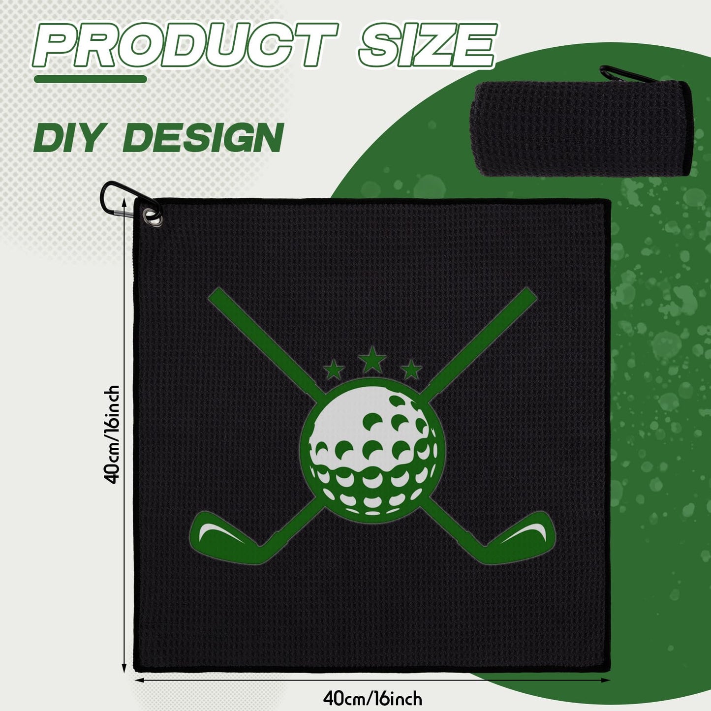 Batiyeer Golf Towels Bulk for Bags 16'' x 16'' Microfiber Waffle Pattern Golf Towel with Clipfor Mini Tournament, Club, Yoga, Fitness(Black,100 Pcs)