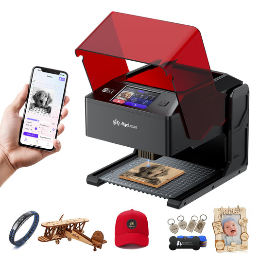 AlgoLaser 10W Portable Laser Engraver Machine: Smart Laser Engraver/Cutter with 3.5" Touchscreen & 2.0 AlgoOS System - Hand Draw/Wireless Transmission/Offline - Laser Engraving for Wood,Metal,Glass