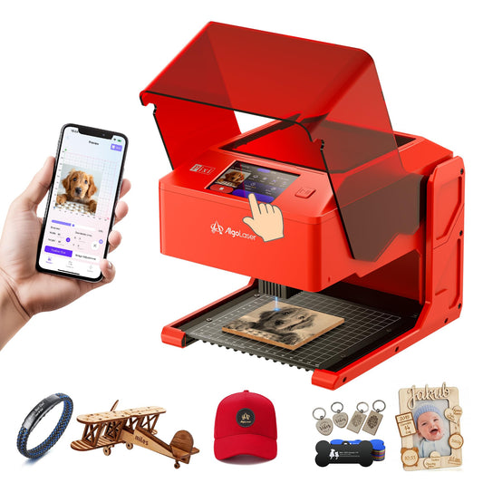 AlgoLaser 5W Laser Engraver Machine: Portable & Smart with 3.5" Touch Screen, Hand Drawing/Wireless/SD Card/Offline Engraving, AlgoOS 2.0 Self Developed System for Wood, Acrylic, Leather