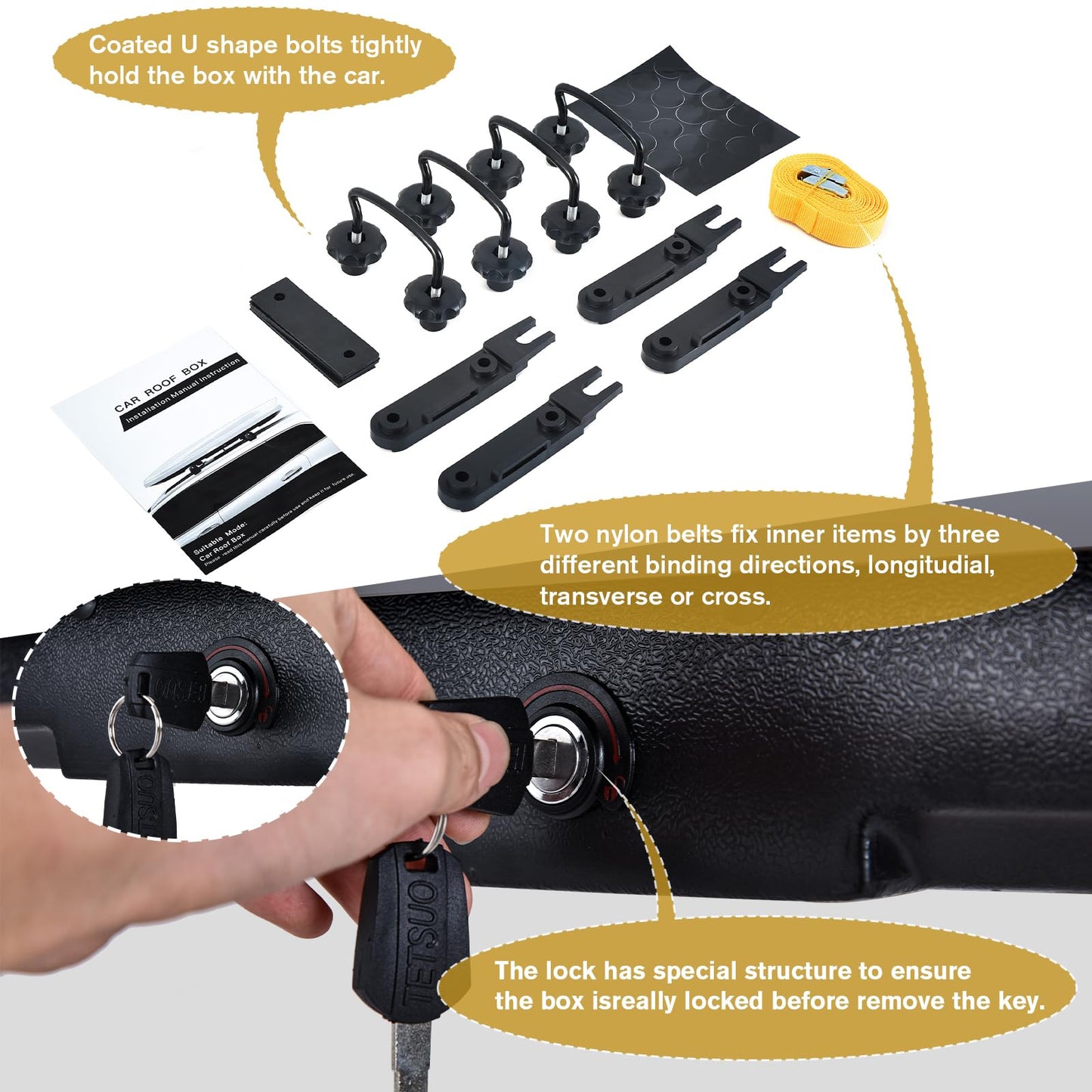 Hard Shell Rooftop Cargo Carrier with Roof Box, Heavy Duty Weatherproof 14 Cubic Feet Rooftop Cargo Carrier for Car Storage, Gray