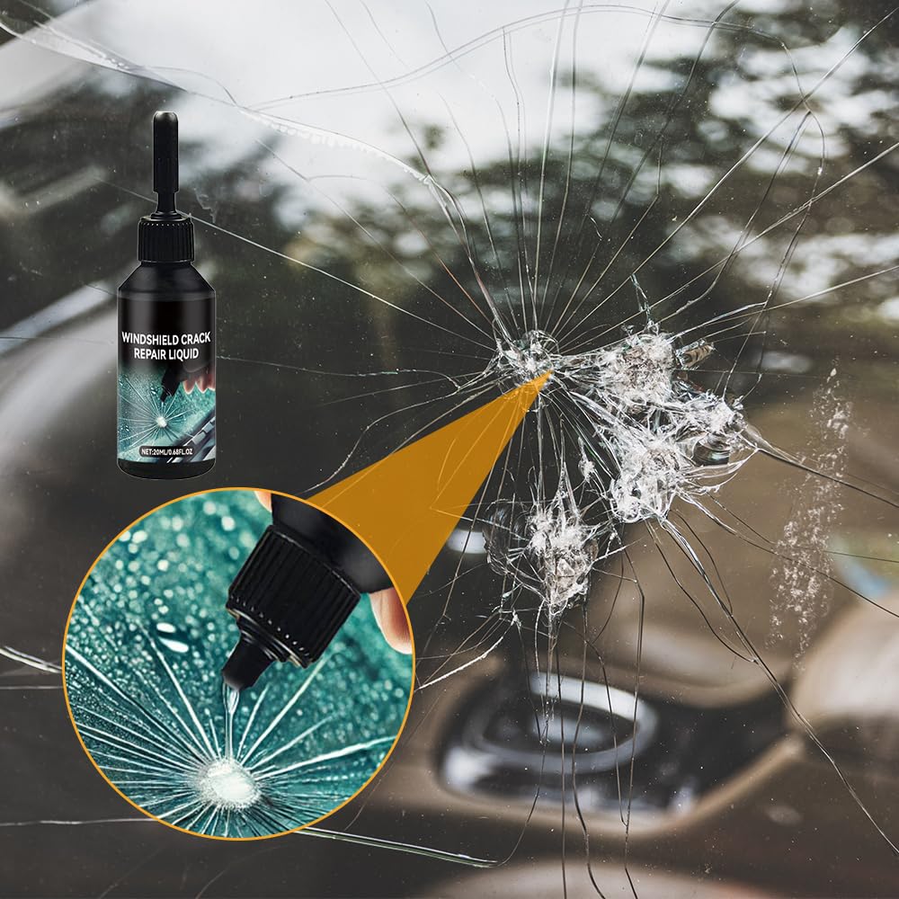 JUDUNA Upgrade Windshield Crack Repair Kit, Cracks Gone Glass Repair Kit Car Windshield Crack Repair Fluid, Car Glass Repair Glue Scratch Chip Cracks Repair Kit Automotive Windscreen Tool (1PC)