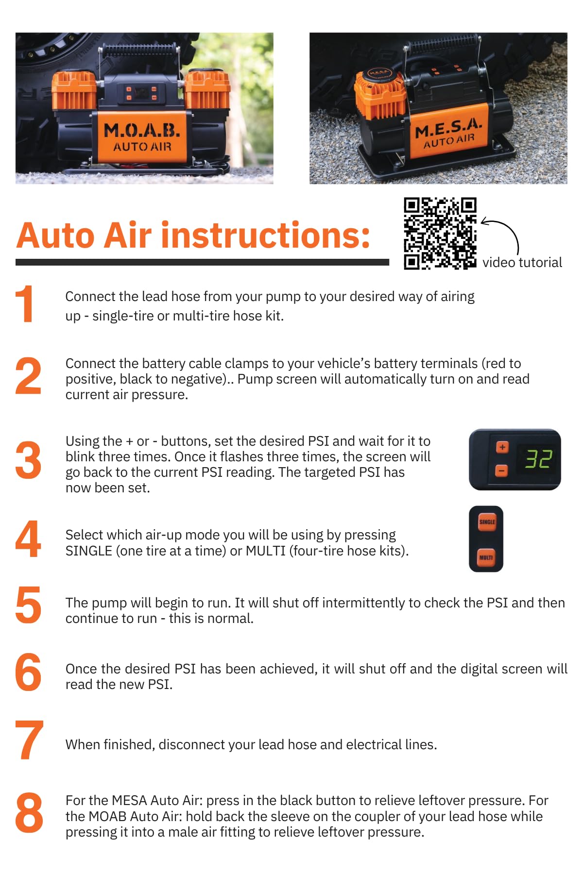 EZ FLATE M.O.A.B. Auto Air Compressor w/LCD Display, Set Target Pressure, dual air compressor, 10.6 CFM Offroad Air Compressor 4x4, 150 PSI, Inflator With Pressure Gauge