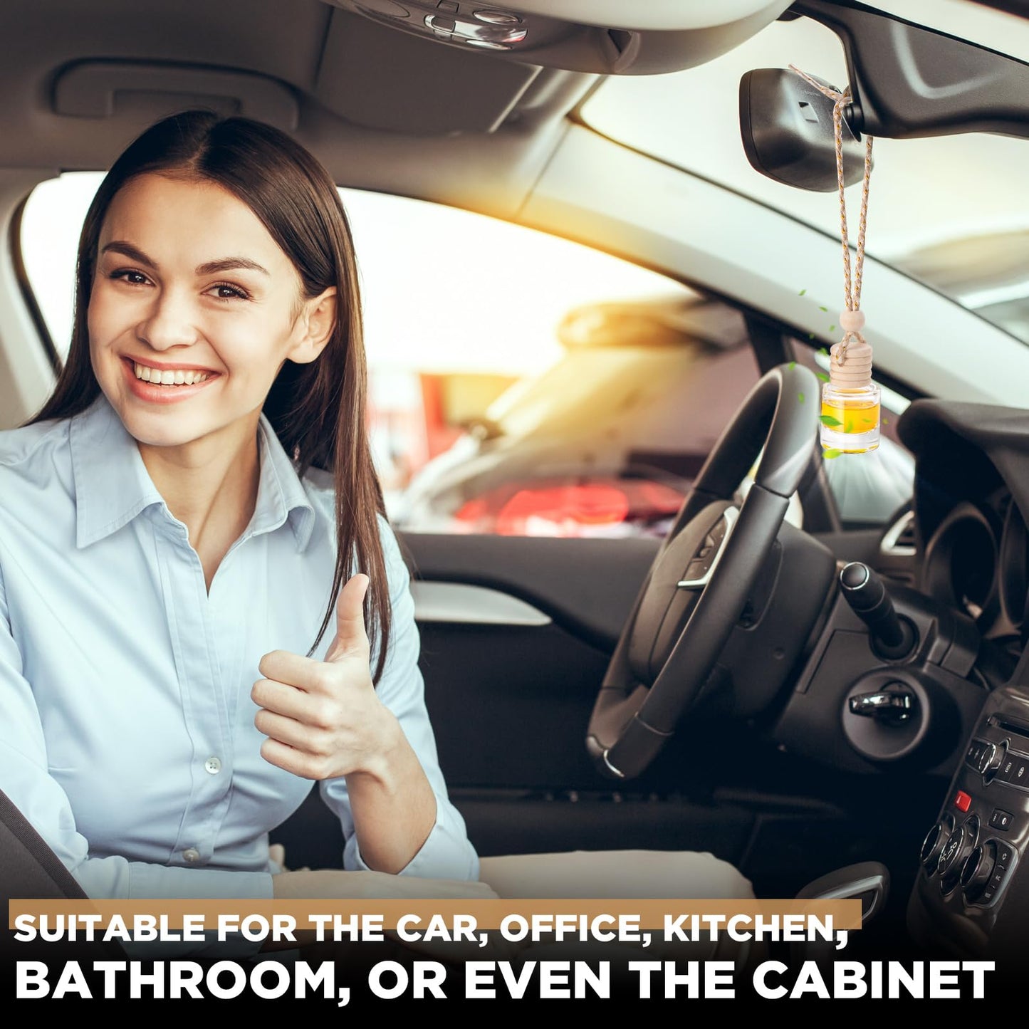 Domensi 600 Pieces Hanging Car Diffuser Air Freshener Bottle Bulk Empty Glass Refillable Perfume Bottles Oil Diffuser Aromatherapy Pendant for Auto Interior Ornaments Decor