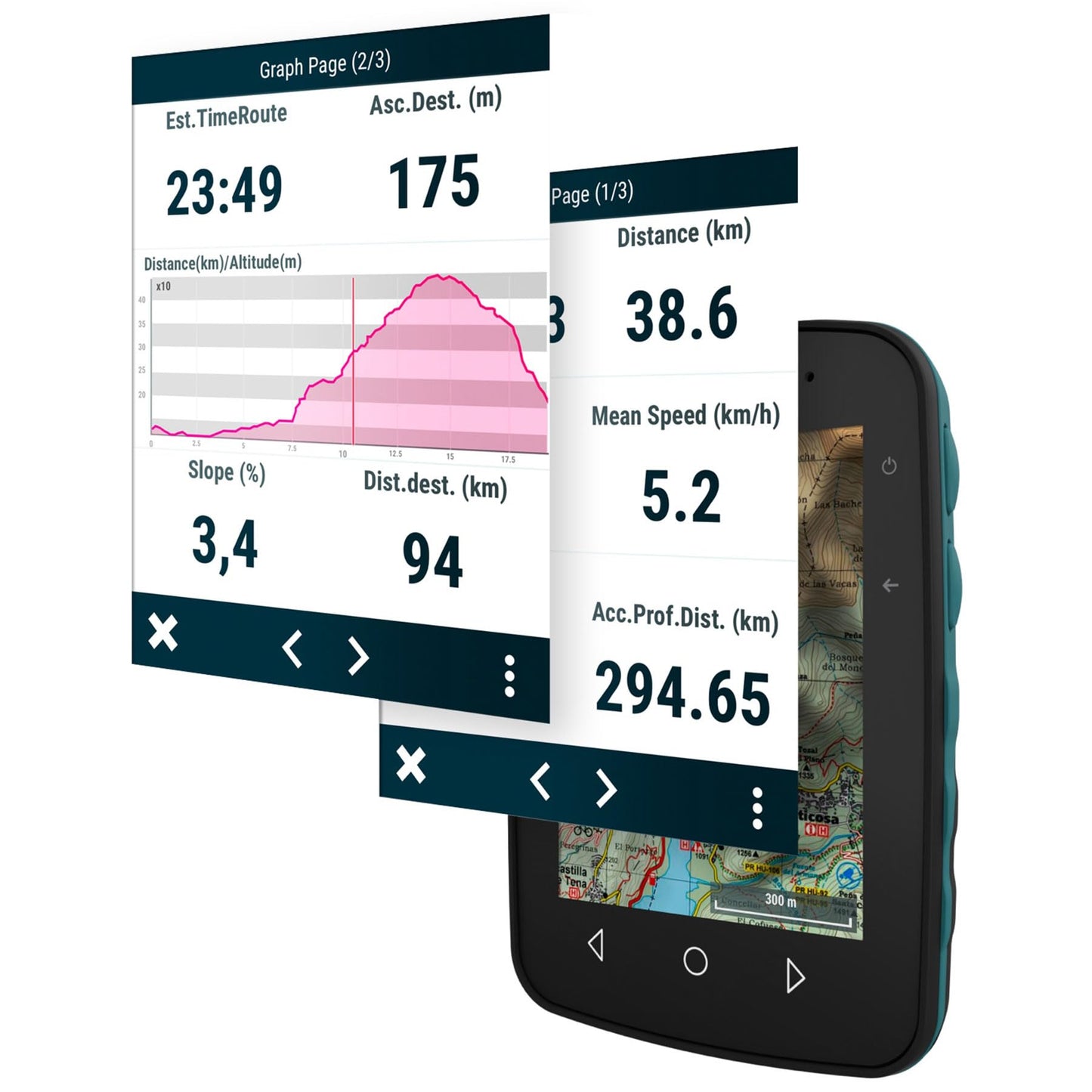 TwoNav Terra (32 GB), GPS Bike Computer with 3.7-inch Wide Screen for Mountain, Hiking, MTB, Bicycle with maps Included. Colour Turquoise