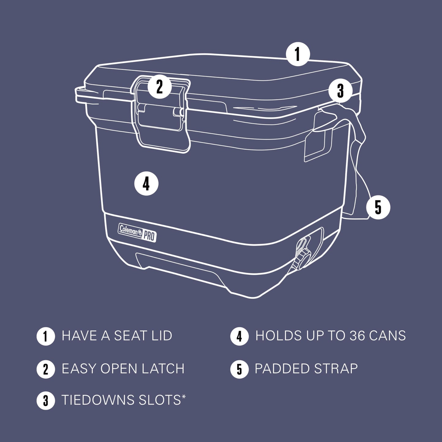 Coleman Pro Heavy-Duty 25qt Ultra-Light Premium Hard Cooler, Extra-Thick Insulation Keeps Ice up to 3 Days, 36-Can Capacity