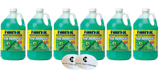 6 Pack Elite Tool Center Rain X Green Windshield Washer Fluid With Rain Repellant & Bug Remover 32* F All Weather Fluid 1 Gallon Each
