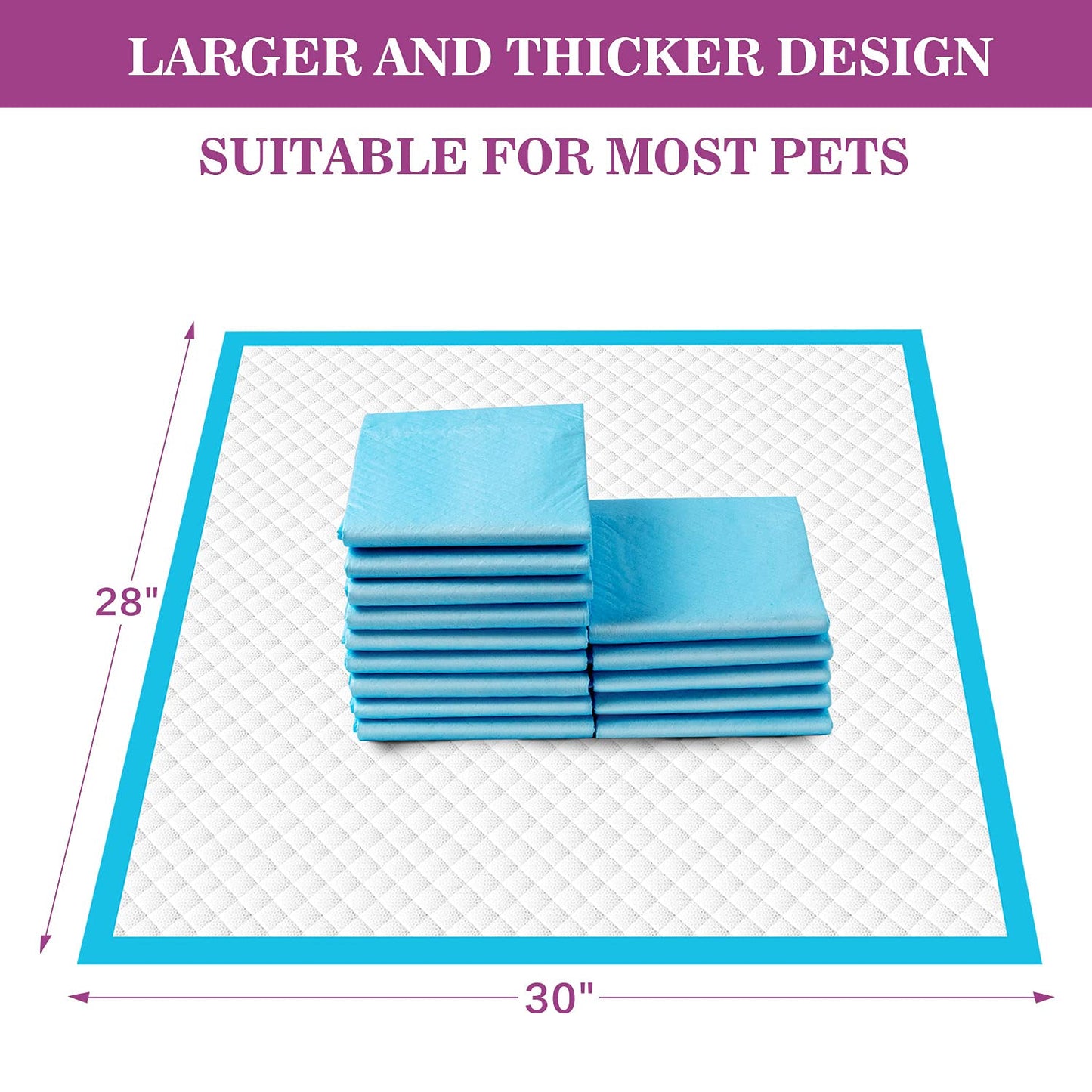 IMMCUTE Large Dog Pee Pads 28"x30"-50 Count | Large Puppy Pee Training Pads Super Absorbent & Leak-Proof | Disposable Pet Piddle and Potty Pads for Puppies | Dogs | Doggie