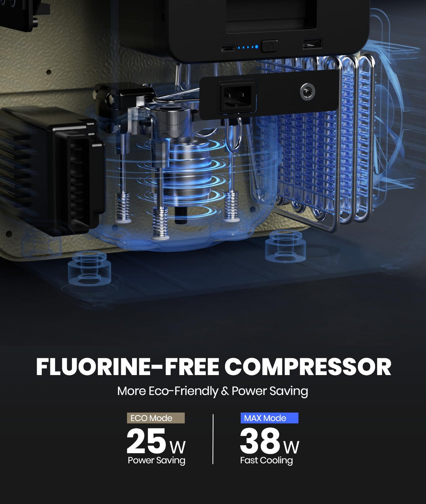 EENOUR D18 12 Volt Car Refrigerator, Portable Freezer 19Qt/18L Battery & Solar Powered Cooler 25W, -4~50℉, 12/24V DC, 110~240V AC, Electric Cooler Ideal for Road Trips, Camping (Battery Not Included)