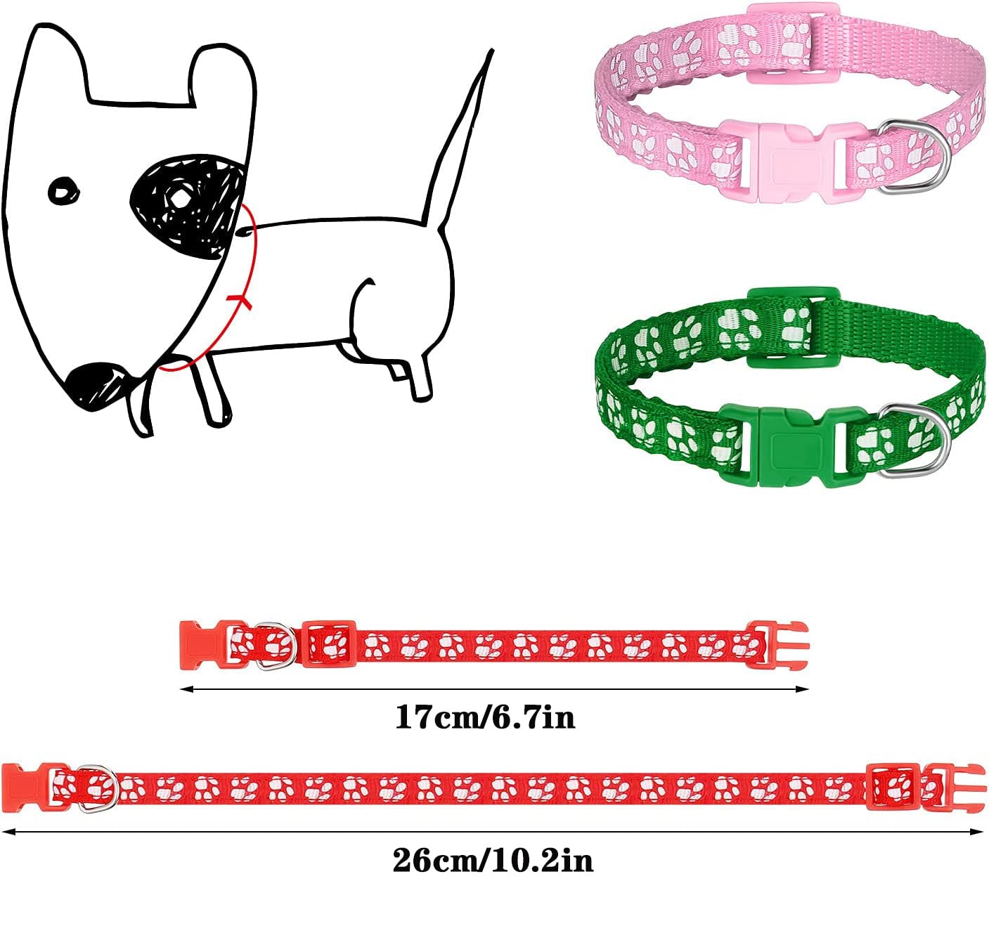 Chenkaiyang 12 Pack Puppy Collars for Litter, Adjustable Puppy ID Collars Soft Nylon Whelping Collars for Newborn Litter Pets
