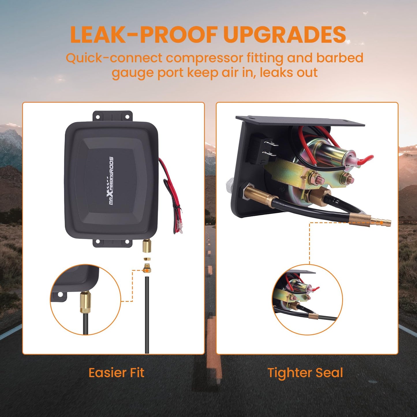 maXpeedingrods On Board Air Compressor System Universal Air Spring Compressor Kit with Gauge Air Line T Fittings for Trucks Vans