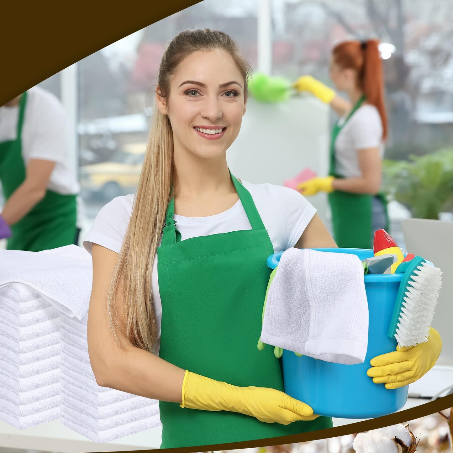 Preboun 200 Pack Cotton Terry Towel Bulk 14 x 18'' White Cleaning Cloths for Cleaning Bar Rags Bulk High Absorbent Multipurpose Shop Towels or Kitchen, Automotive, Garage,Home