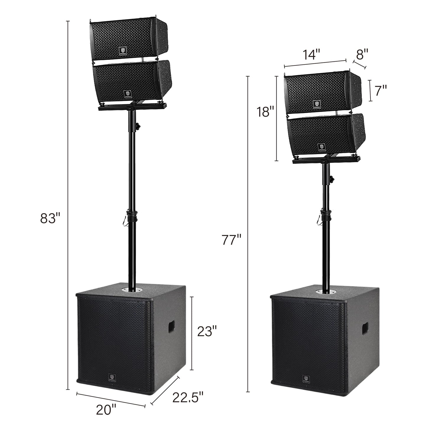 PRORECK Club 6000 15-inch 6000W P.M.P.O Stereo PA Speaker System Combo Set 4 Line Array Speakers, 2 15-inch Subwoofers with Bluetooth/USB Read/SD Card/Remote Control, for Party DJ Wedding Meeting
