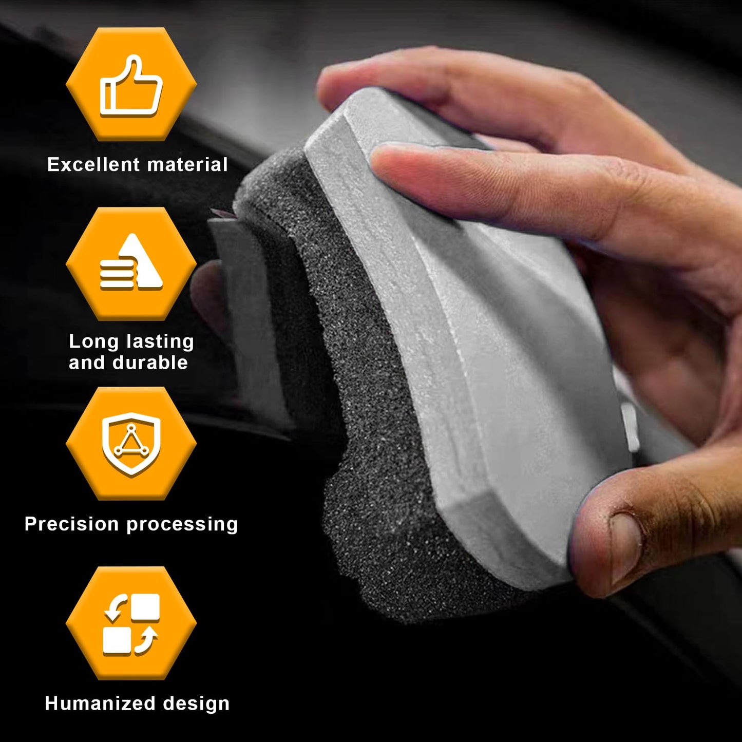 Suvnie 2 PCS Tire Shine Dressing Applicator Pad, Washable Hex Logic Car Detailing Foam Sponge with Easy Grip, Soft Tire Trim Applicator Pad for Car Glass, Porcelain and More (Gray)