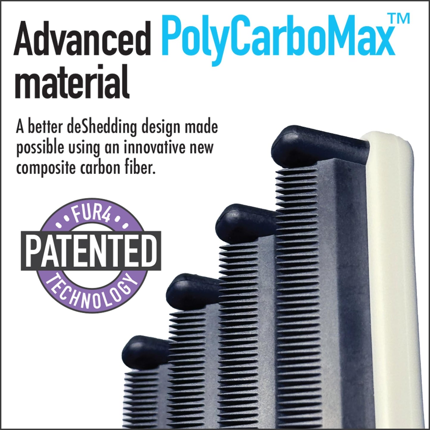 FUR4 deShedding Tool for Long Hair Cats - Innovative Cat Grooming Brush with 4 Composite Carbon Fiber Edges for Effective Fur Removal - Cat Hair Deshedder Brush for a Comfortable Grooming Experience