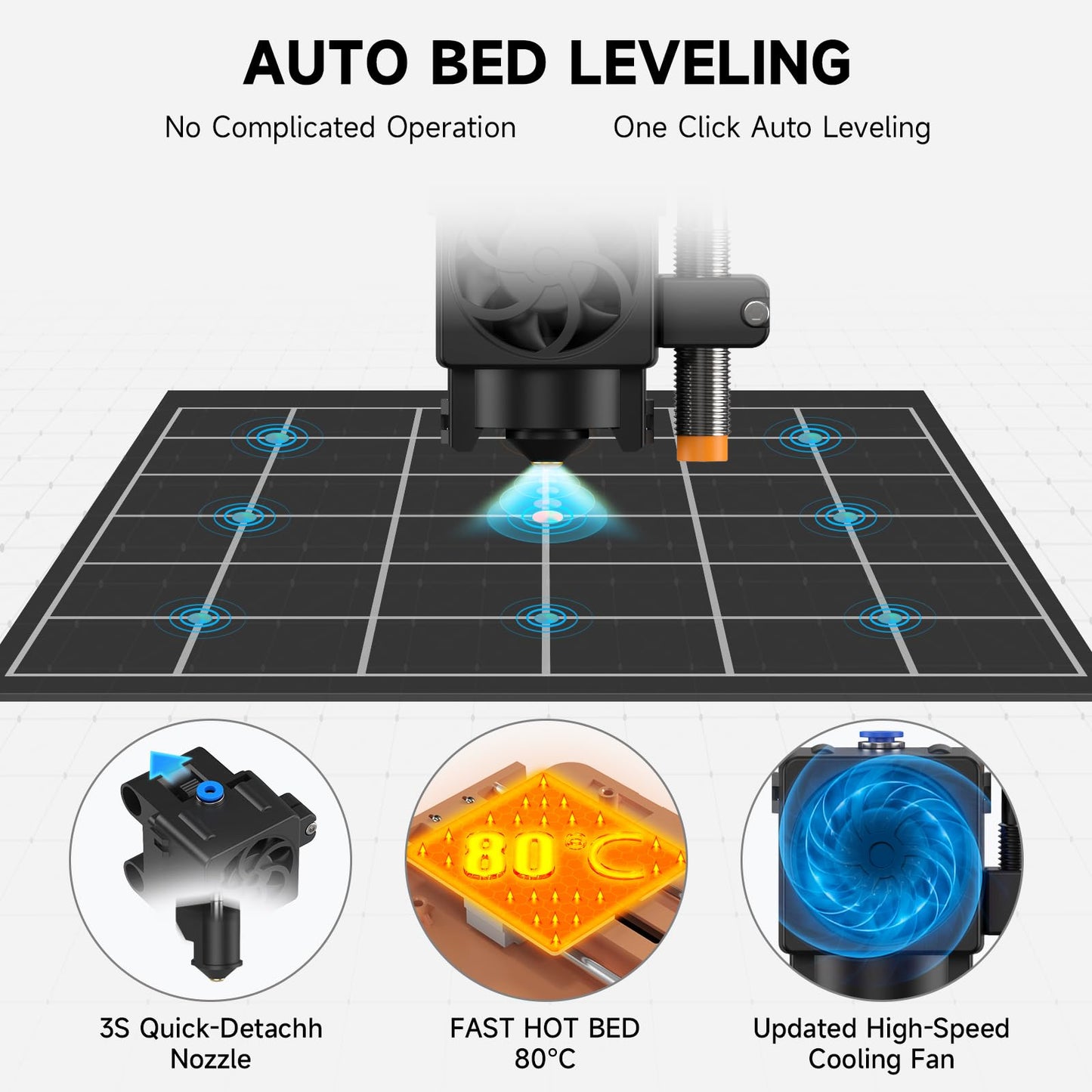 TINA2Plus 3D Printer, HEPHI3D 250mm/s High Speed FDM 3D Printers Fully Open Source, Auto Leveling Mini 3D Printer with WiFi Cloud Print, Fully Assembly 3D Printers for Beginners, Office, Home, School