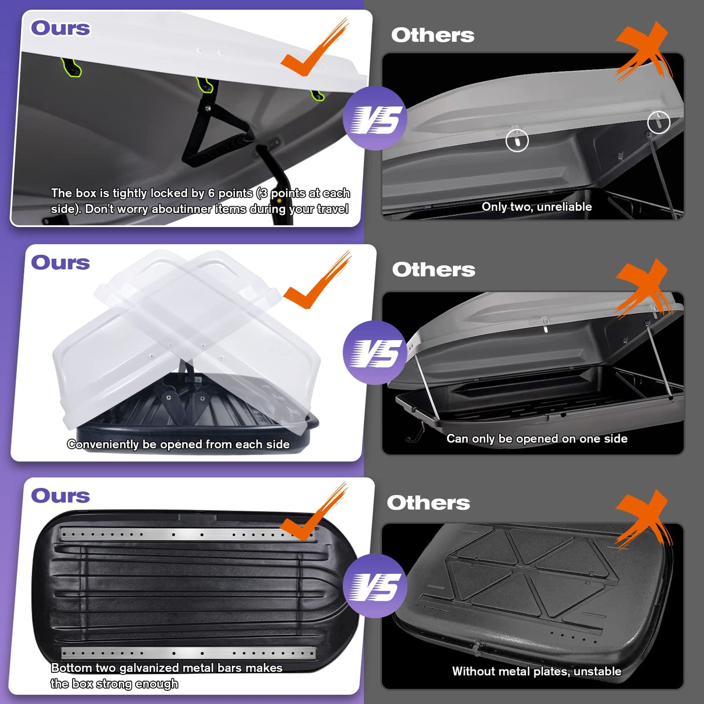 Large Rooftop Cargo Carrier with Roof Box, Heavy Duty Weatherproof Hard Shell Roof, 14 Cubic Feet Rooftop Cargo Box, White