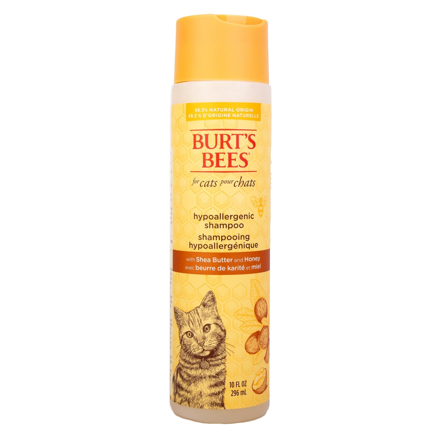 Burt's Bees for Pets Hypoallergenic Cat Shampoo with Shea Butter and Honey - A Gentle Kitten Shampoo for Indoor Cats with Dry & Itchy Skin, Sensitive Skin, Cat Bathing Supplies, 10 Fl Oz