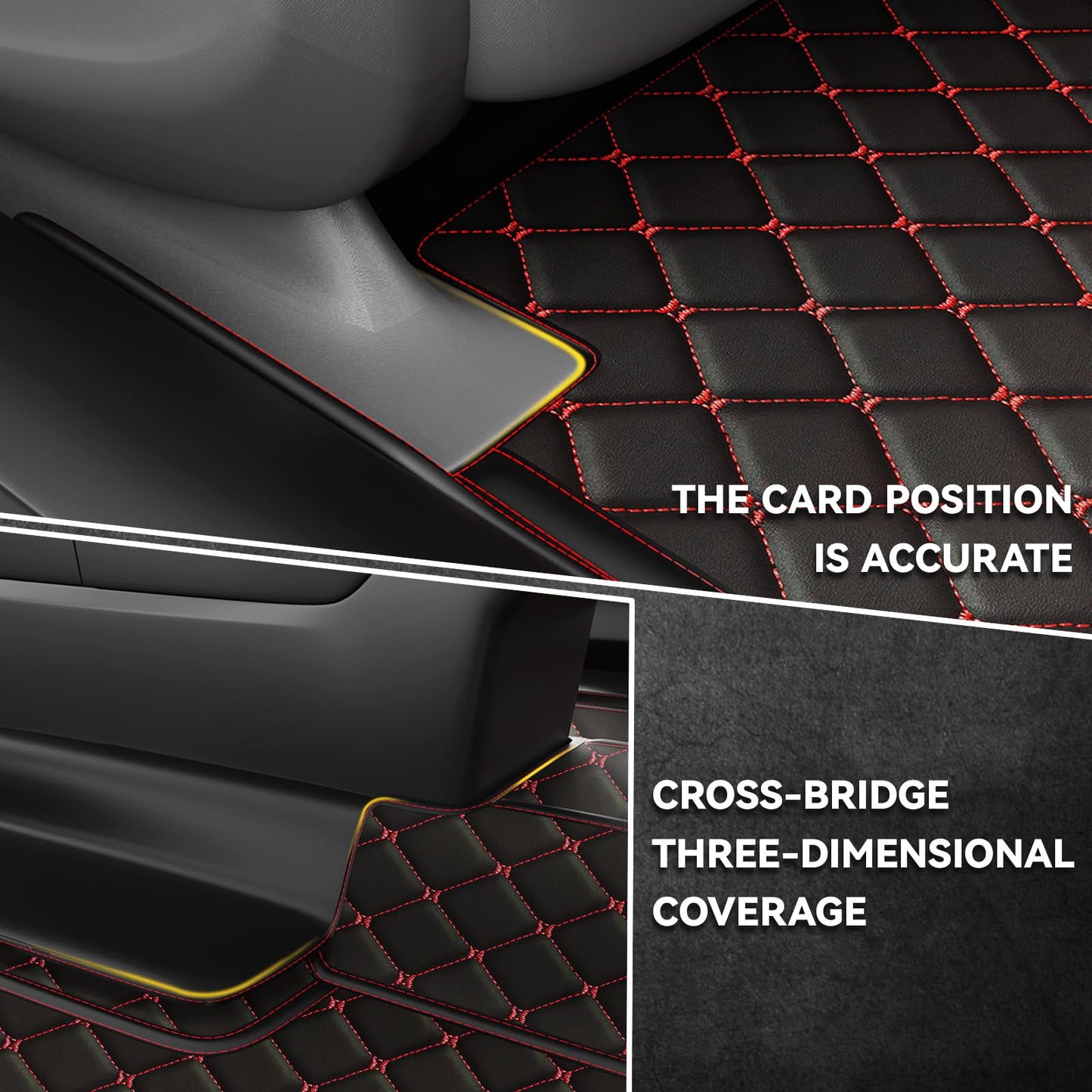 Car Floor Mat for Nissan Altima 2013-2018,Nappa Leather Full Coverage Auto Floor Mats All Weather Luxury Floor Liners(Black Red,Full Set)