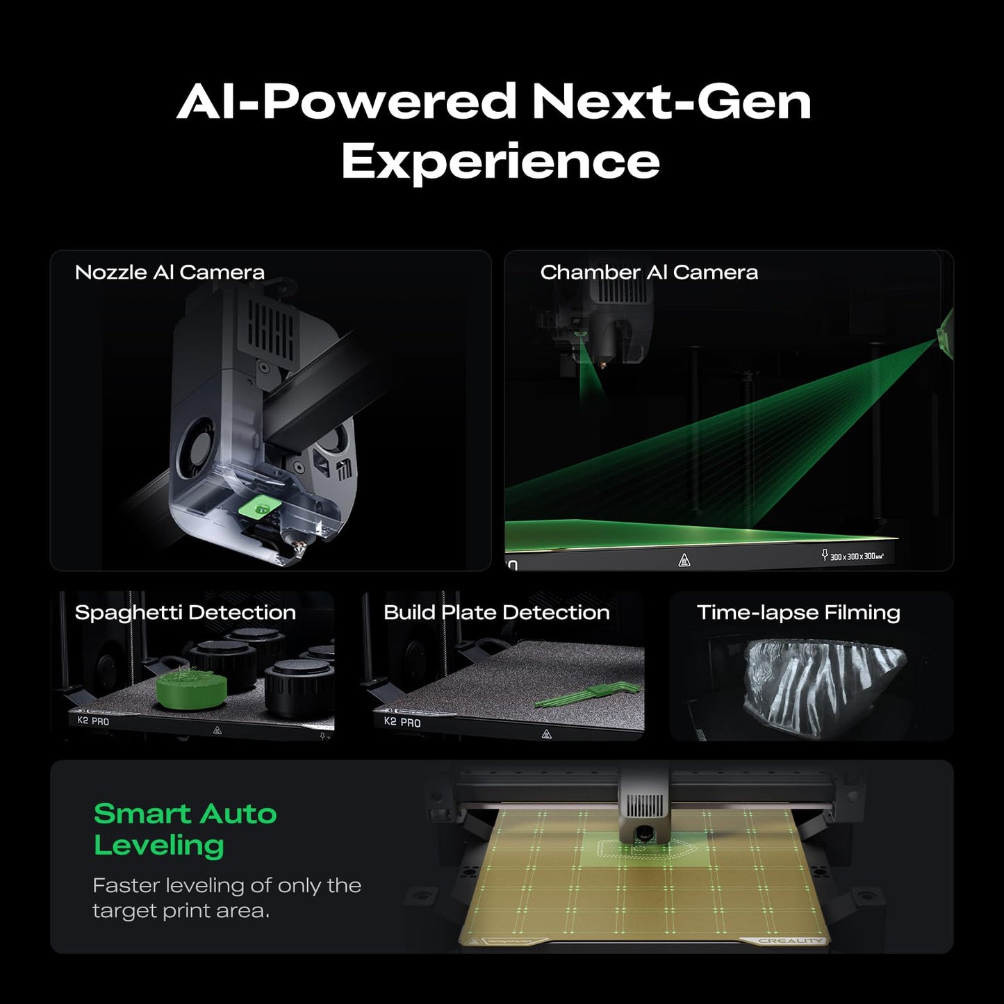 Creality K2 Pro Combo (A) 3D Printer, Multicolor 3D Printer with CFS, 600mm/s Max High-Speed, Dual AI Camera, Fully Assembled Auto Leveling, 300x300x300mm Large Print Volume, for Pros & Hobbyists