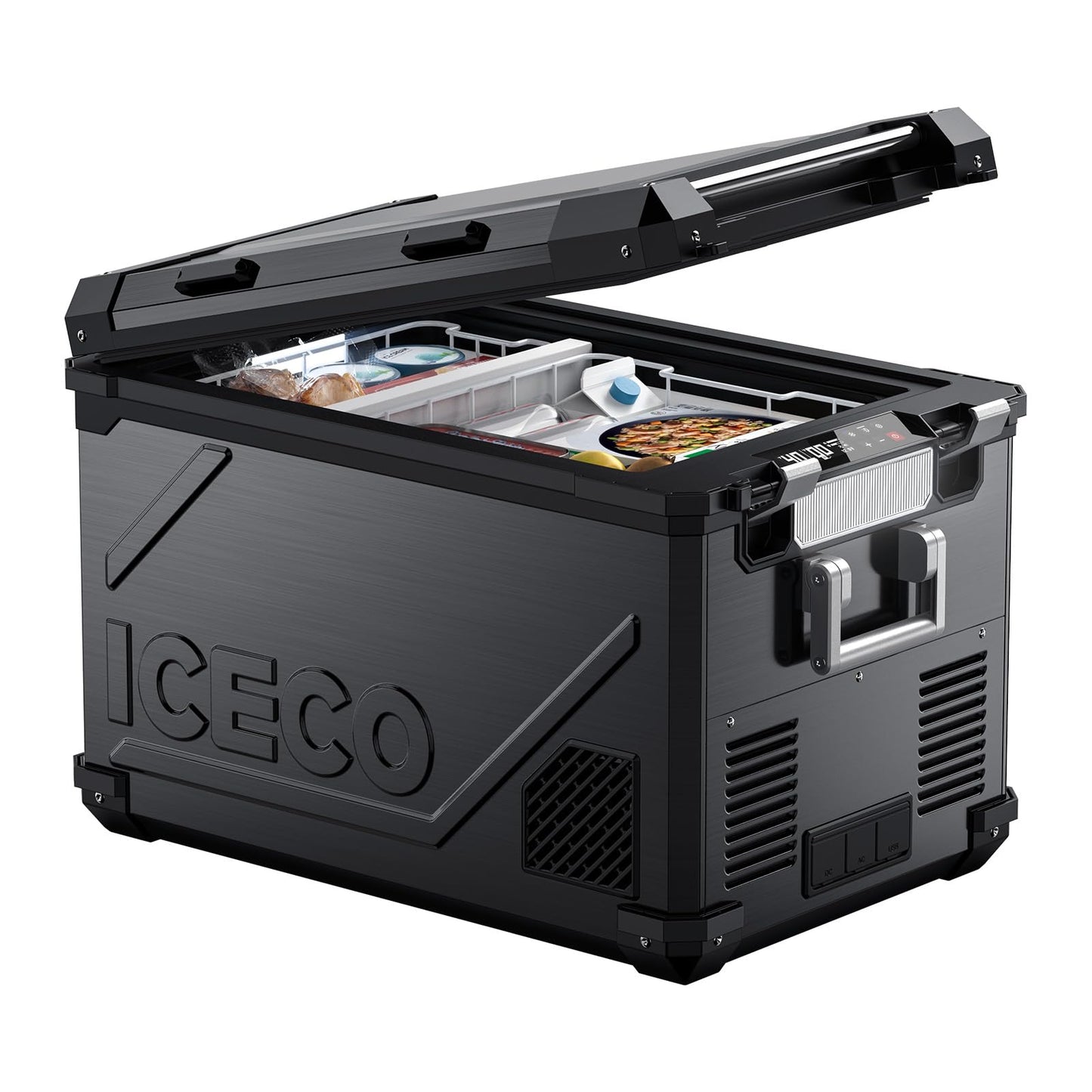 ICECO APL55 Dual Zone Portable Refrigerator Freezer Bluetooth Controlled, 55 Liter 12v refrigerator with SECOP Compressor, DC 12/24V, AC 110-240V, for Truck, Car and Home, -4℉~68℉ (Black)