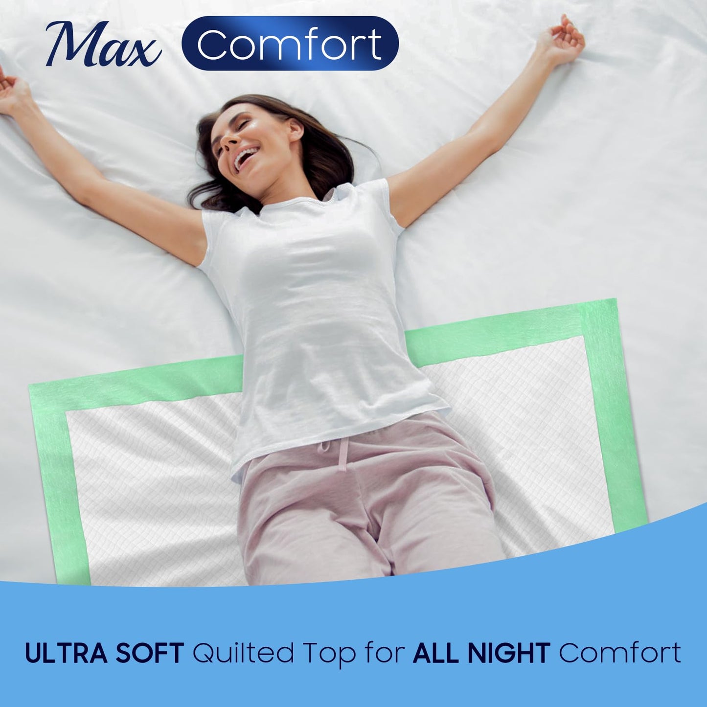 Fygrip 50 Count Hospital Grade 130 Gram 36” x 36” Max Absorbency Disposable Underpads, Leakproof Quick Drying XXXL Bed Pads Disposable for Adults, Kids, Pets Incontinence Pads, Pee Pads