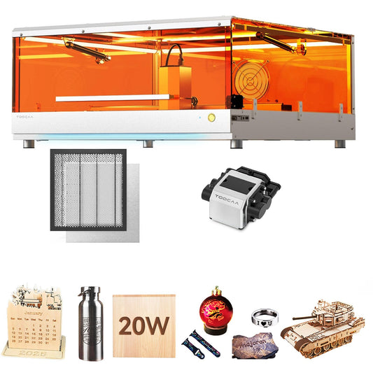 TOOCAA 20W Enclosed Laser Engraver Machine with Air Assist,Honeycomb Panel, No-Charge Software,22" x 22" Bed Size,Laser Cutter and Lazer Engraving Machines for Tumblers Wood Metal Acrylic