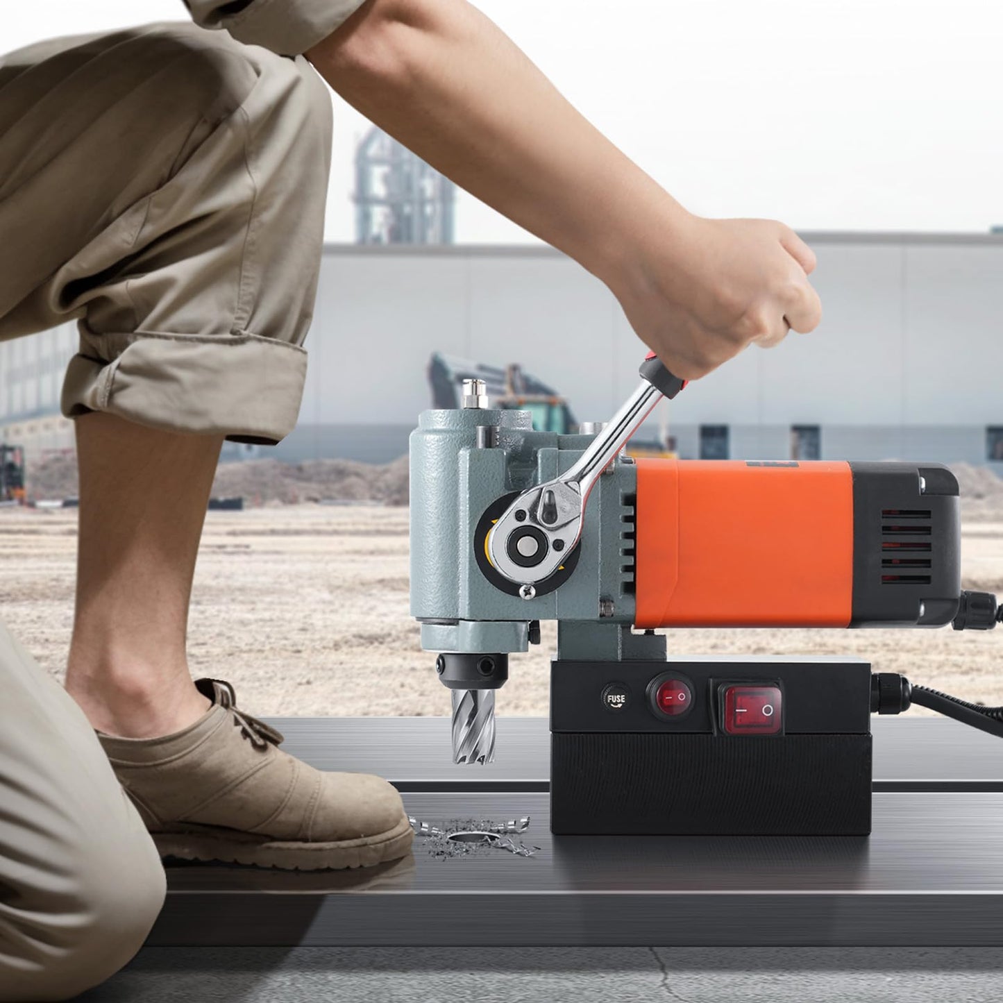 VEVOR Low Profile Magnetic Drill Press, 1300W Mag Drill, Light Weight Portable Mag Drilling Machine with Cooling Device and Overload Protection, Mag Press for Equipment Installation, Industrial