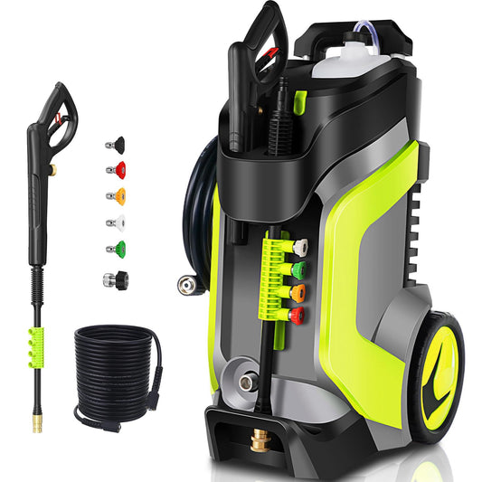 commowner Electric Pressure Washer 5000PSI 4.0GPM Power Washers with M22-14mm Pressure Hose 33FT, Power Sprayers High Pressure with 1/4" QC Compatible Surface Cleaner for Home Cars Driveways, LGreen