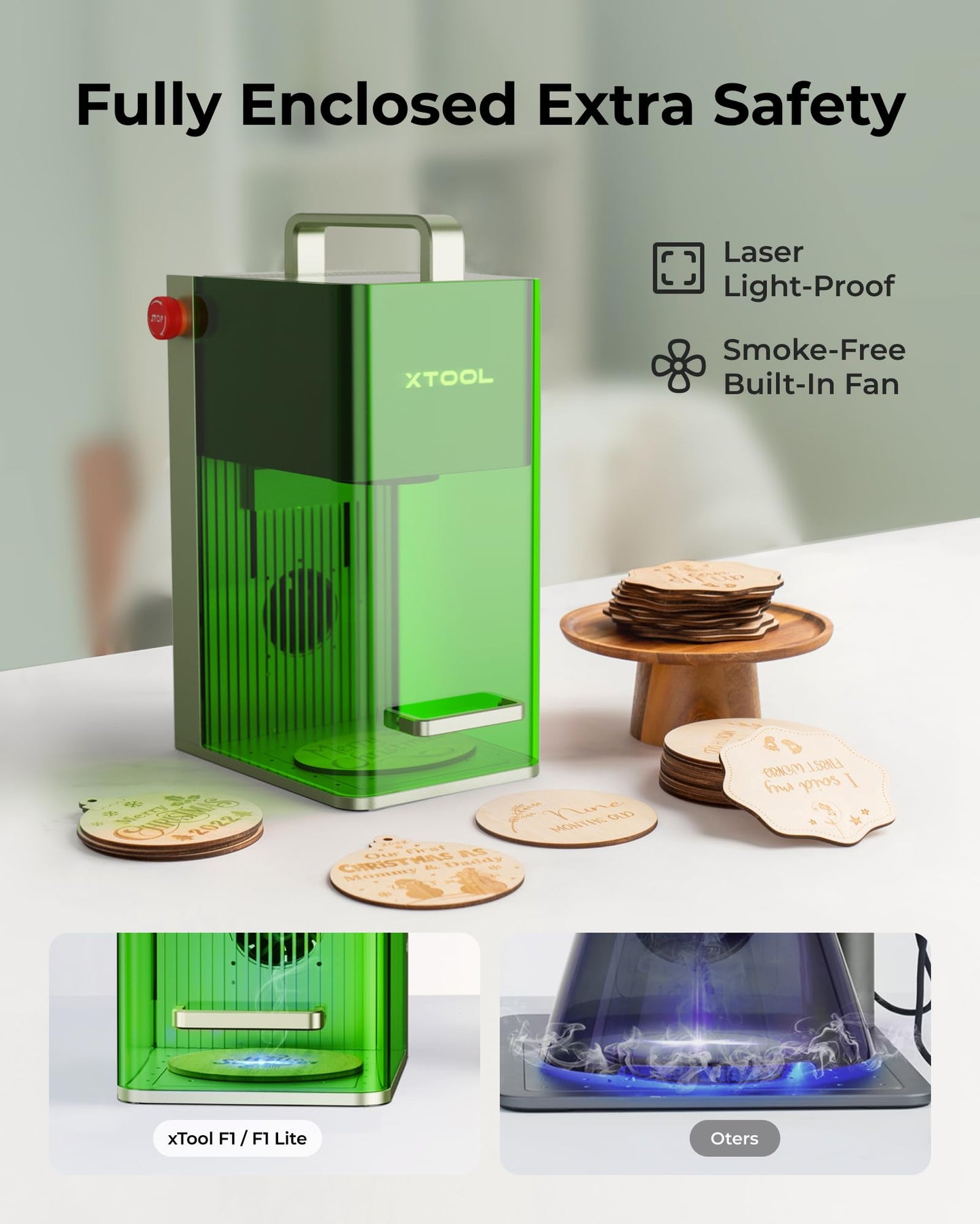 xTool F1 Lite Laser Engraver, 4000mm/s Lightning Speed Portable Laser Engraving Machine, Ultra HD Engraver for Wood, Leather, Acrylic, Glass, and More