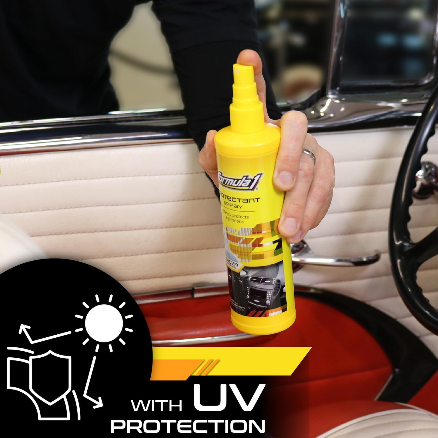 Formula 1 Interior Detailing Protectant Spray, Car Interior Cleaner with Lasting Strawberry Fragrance and UV Protection, Safe for Vinyl, Rubber, Plastic, & Dashboard - 10oz