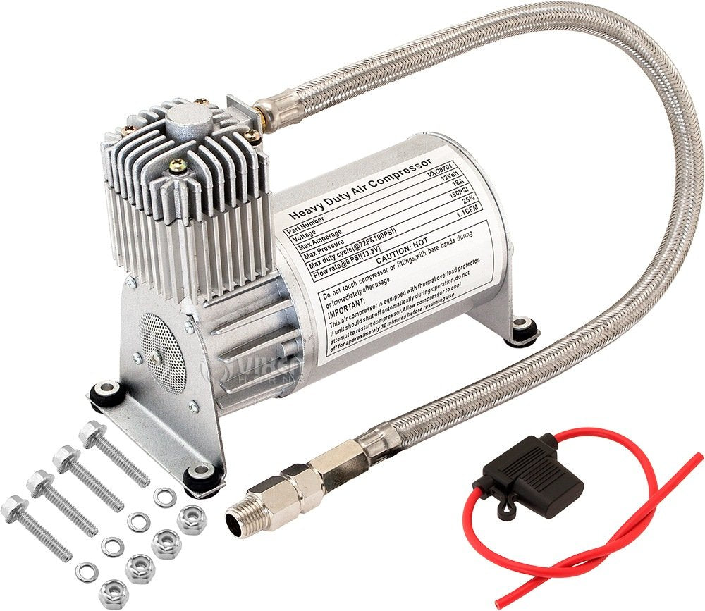 Vixen Horns Heavy Duty Onboard Air Compressor 150 PSI. Universal Replacement for Truck/Car Train Horn/Suspension/Ride/Bag kit/System. Fits All 12v Vehicles like Semi/Pickup Trucks VXC8701