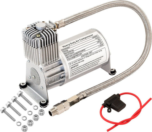 Vixen Horns Heavy Duty Onboard Air Compressor 150 PSI. Universal Replacement for Truck/Car Train Horn/Suspension/Ride/Bag kit/System. Fits All 12v Vehicles like Semi/Pickup Trucks VXC8701