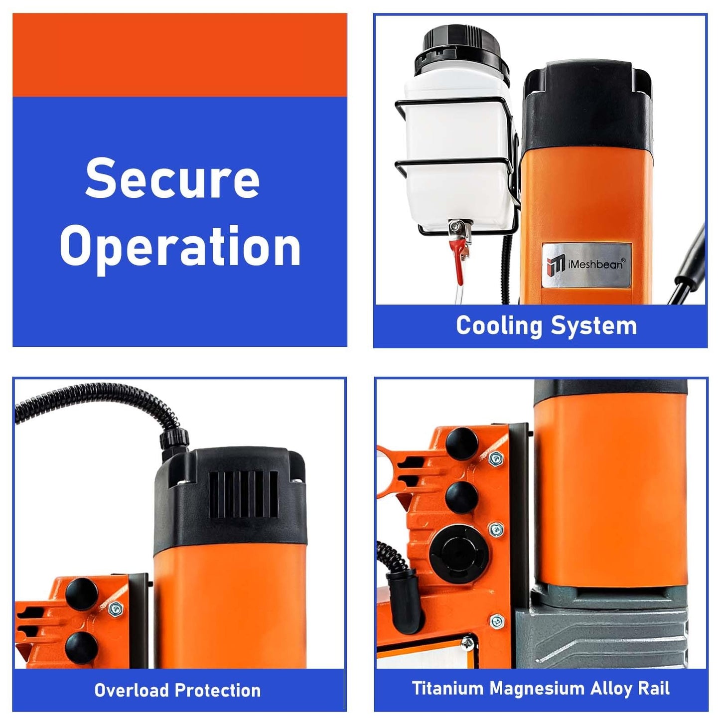 Magnetic Drill, 1400W 2" Boring Diameter, 810 RPM Power Magnetic Drill Presses, 2922lbf/13000N Drill Press with Variable Speed, for Metal Surface, Industrial/Home Improvement