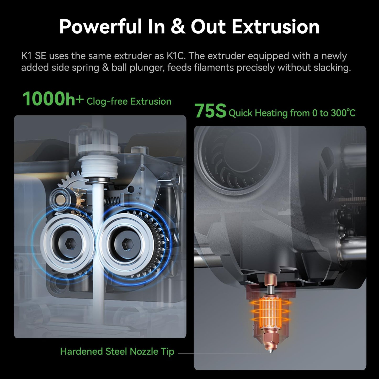 Creality K1 SE 3D Printer, 600mm/s High-Speed Hands-Free Auto Leveling Flagship-Level Direct Extruder Quick-swap Tri-Metal Nozzle K1 Upgrade 3D Printer, Print Size 250x220x220mm