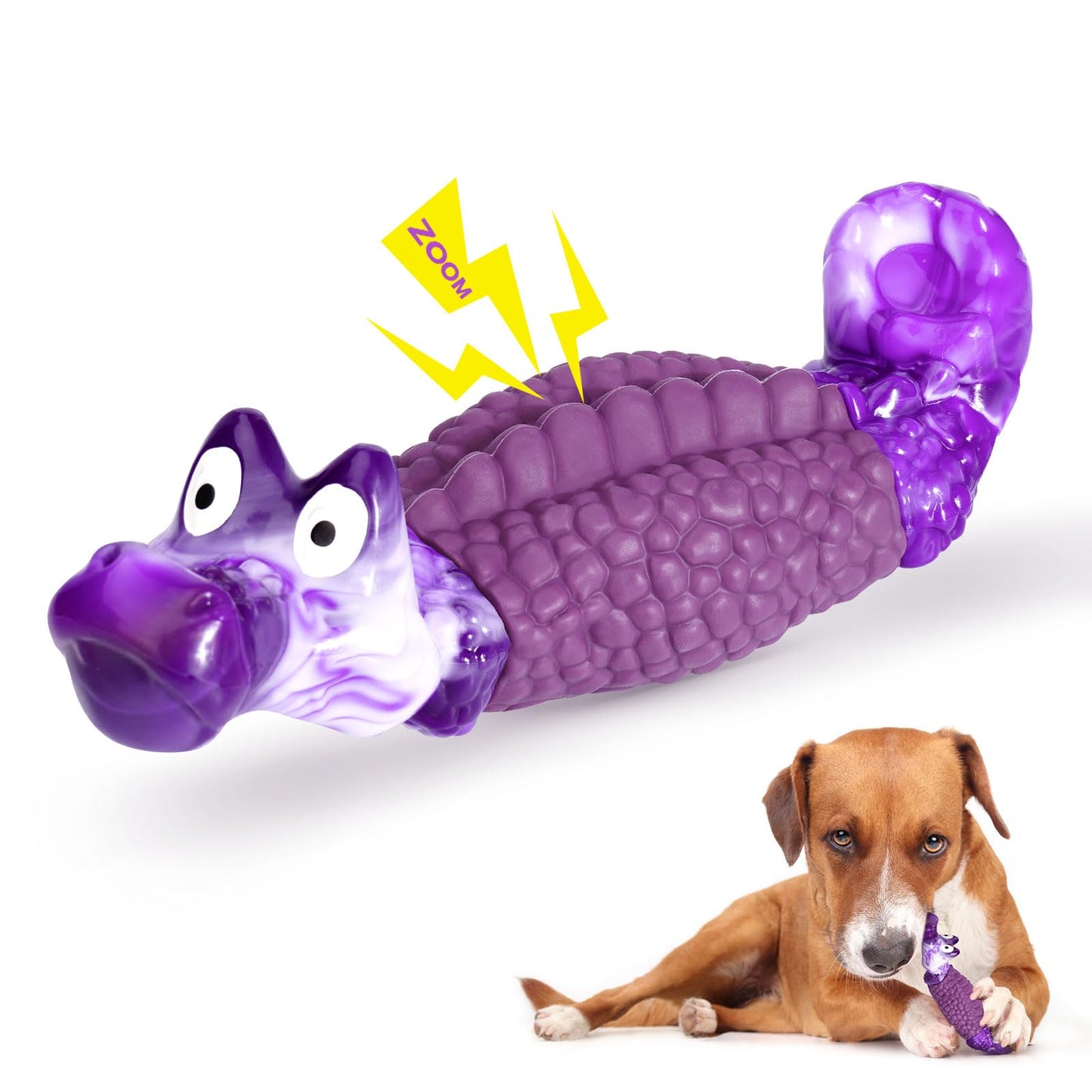 HGB Tough Dog Chew Toys for Aggressive Chewers, Squeaky Indestructible Dog Toy to Keep Them Busy & Reduce Boredom for Small, Medium, Large Breed, Bacon Flavor