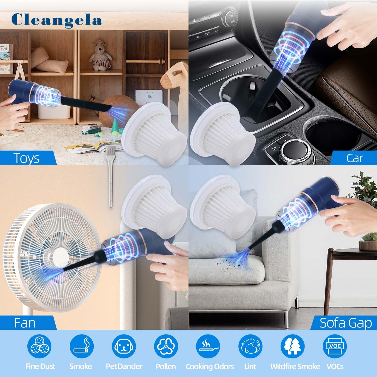 4 Pack Car Vacuum Filter Replacement Compatible with KMM Handheld Car Vacuum Cleaner, Model LT-117C, Washable Filter for Car, Home, Office, Pet（Only for KMM LT-117C Vacuum Cleaner）