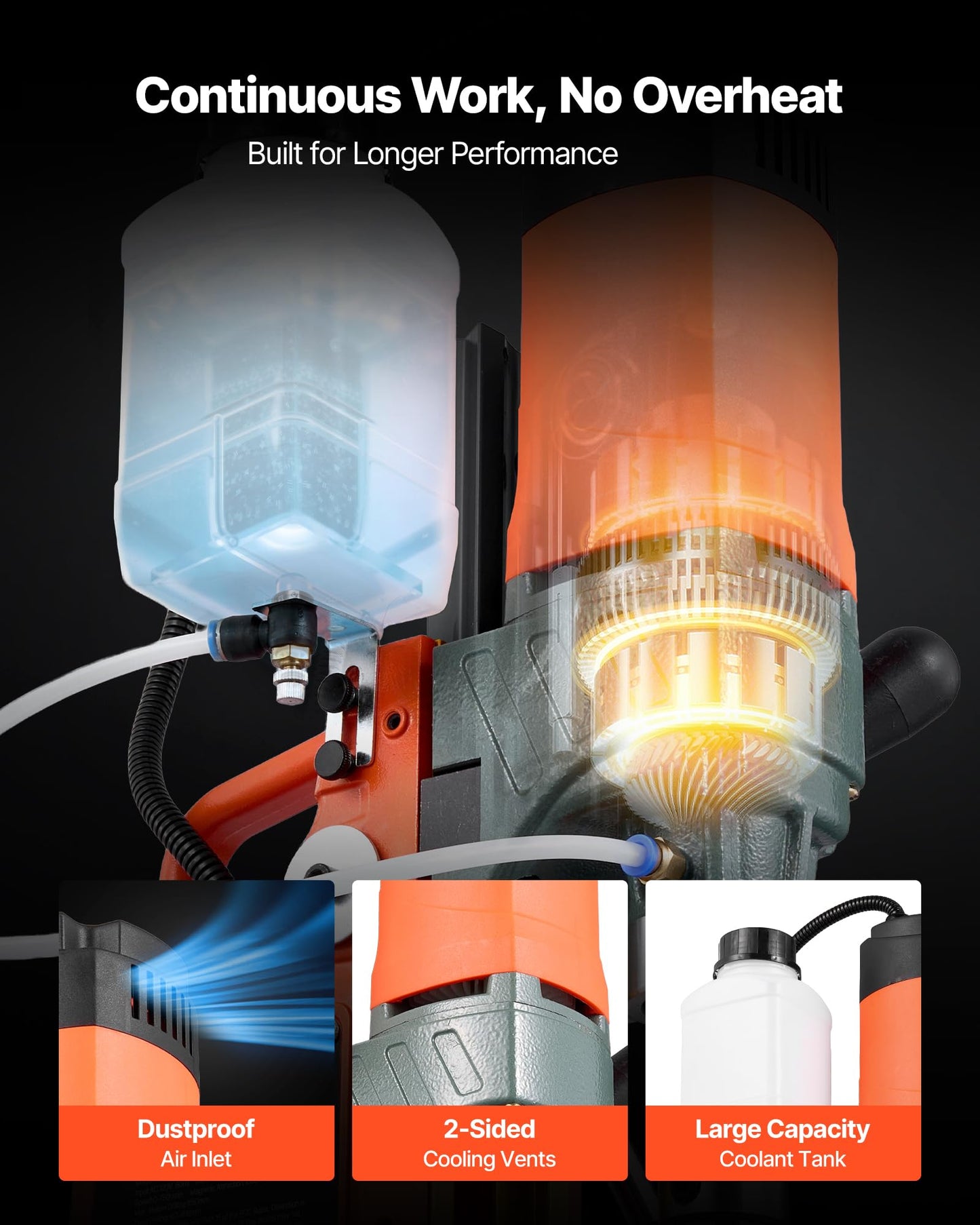 VEVOR Magnetic Drill Press, 1400 W, 2 inch Boring Diameter, 0-750 RPM Speed, Reversible Direction, Mag Drill Press with 11 Core Bits, Electric Drilling Machine for Industrial and Home Improvement