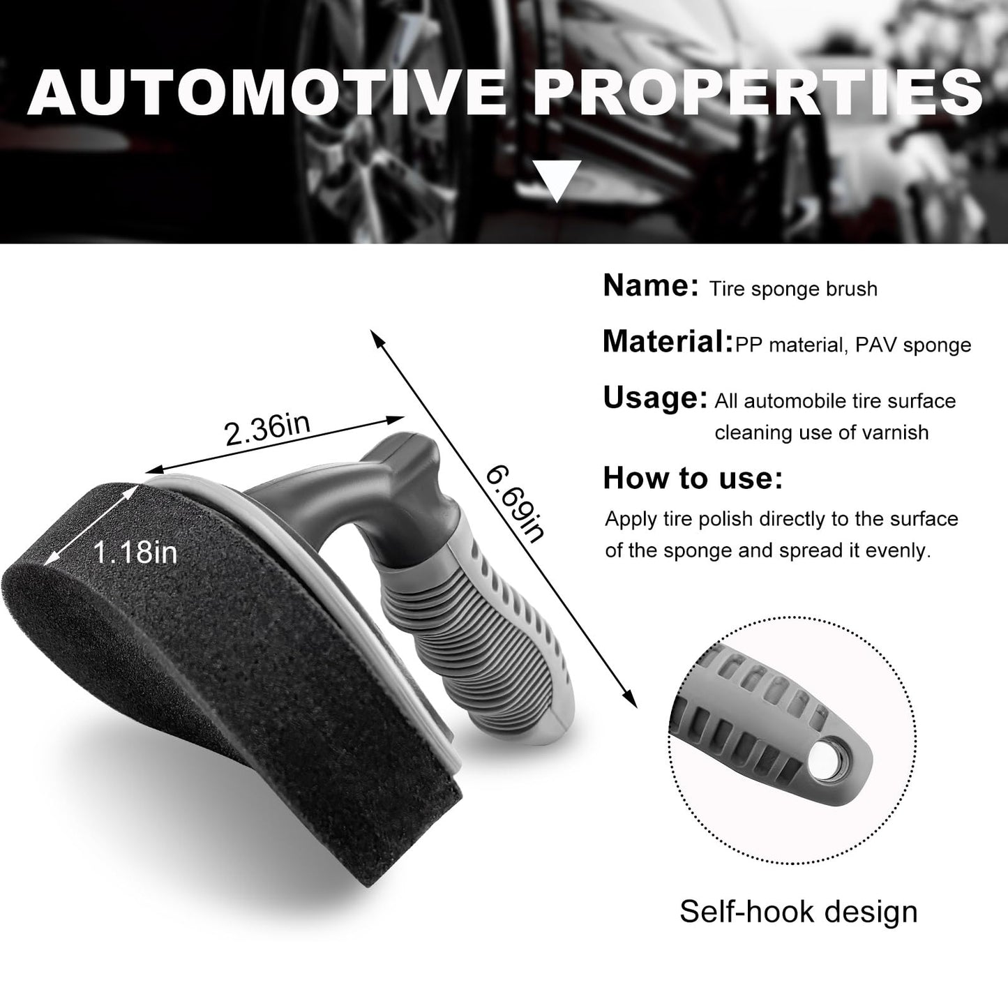 Yourkar 2 PCS Car Tire Shine Brush Sponge, Auto Tyre Polishing Brush Sponge Replacement, Tire Cleaning Sponges for Most Cars, Trucks, Motorcycles, Bikes, Car Accessories (Brush+Sponge)