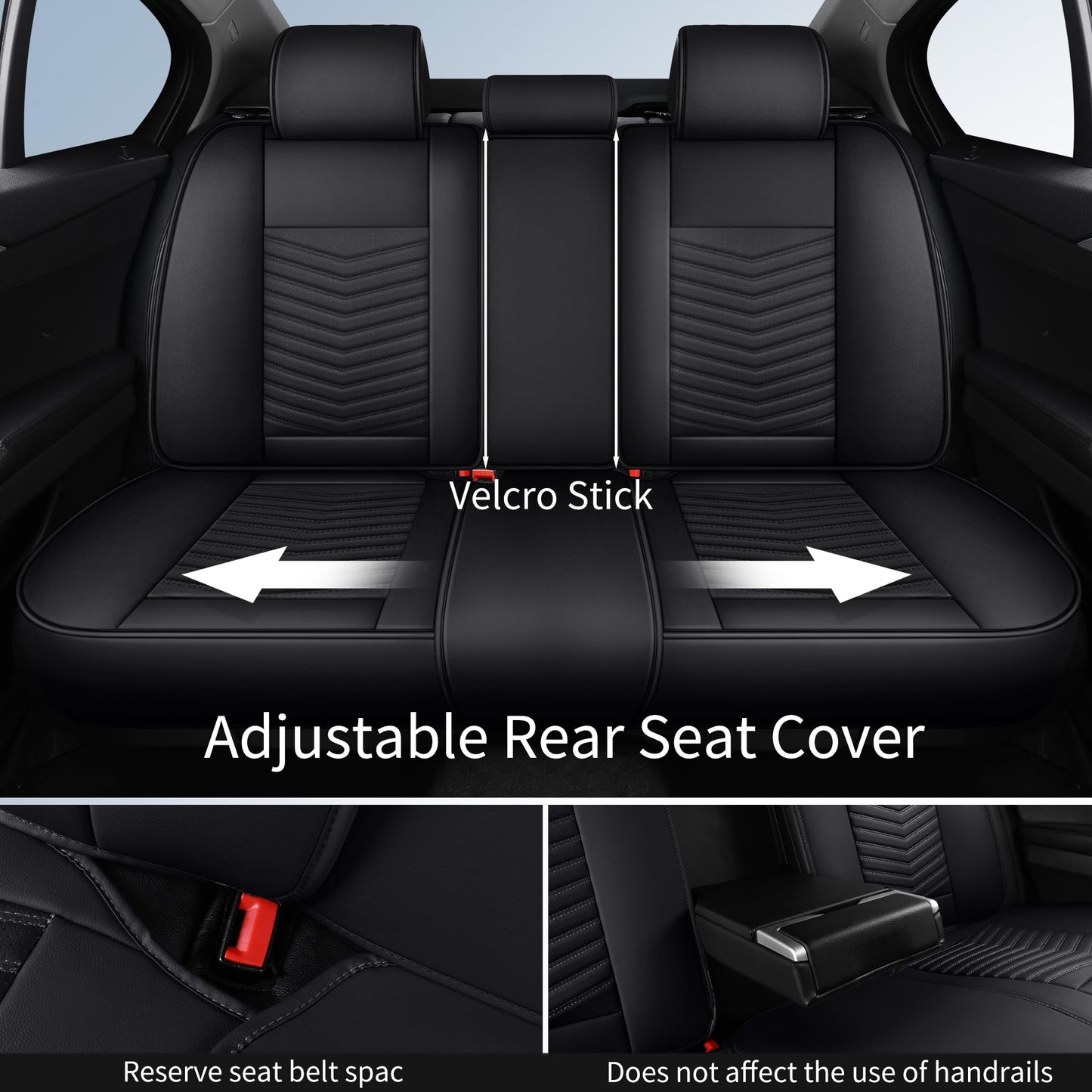 HChengkikz Car Seat Covers,Breathable and Waterproof Faux Leather Automotive Seat Covers for Cars,Anti-Slip Driver Seat Cover Universal Fit SUV Truck Pick-up Sedan(Style1,5 PCS Full Set,Black)
