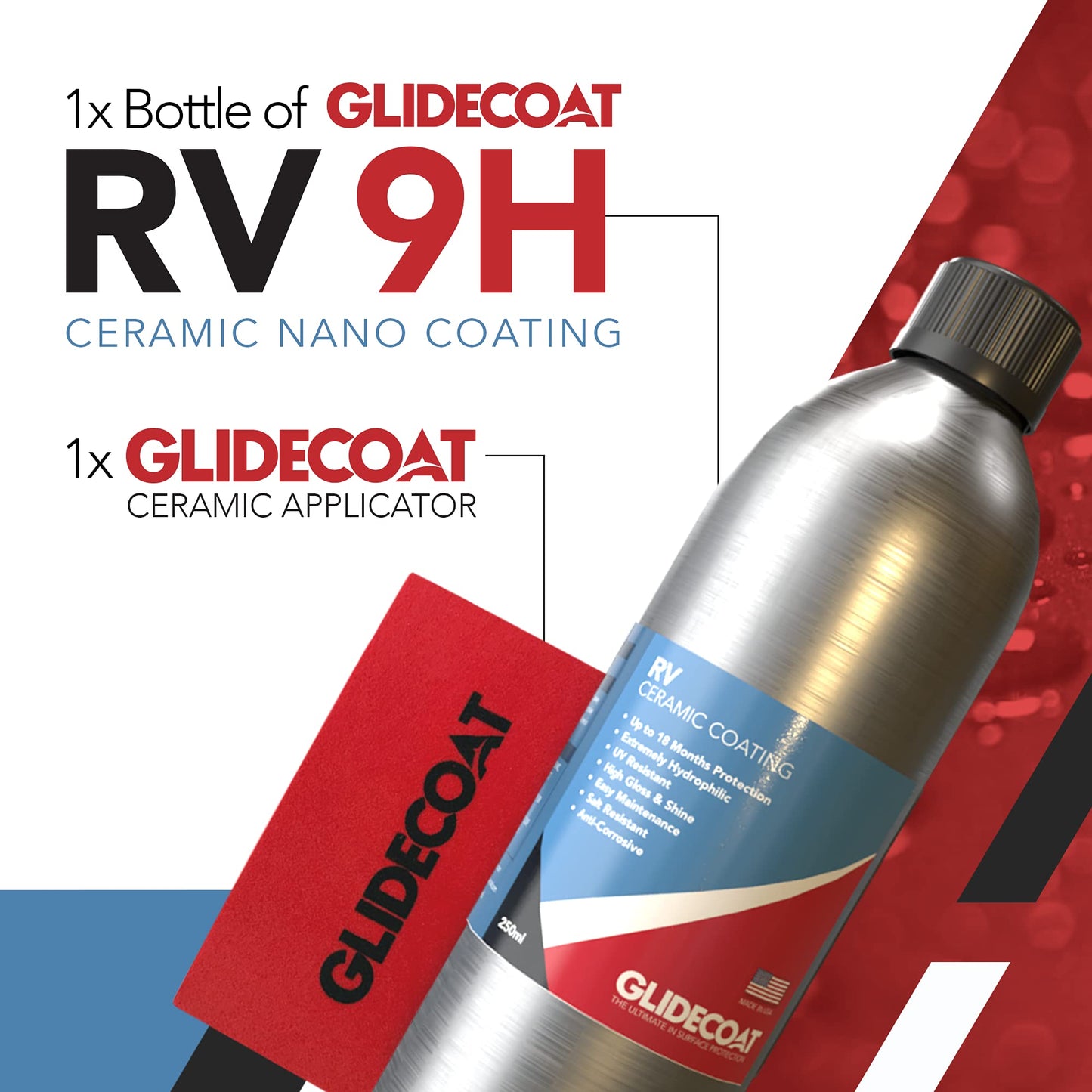 Glidecoat RV Ceramic Coating (250ml) - 9H Ceramic Coating for RVs, Aircraft, Cars & More - Better Than RV Wax and More Durable than Regular Ceramic Coating for Cars - Finest Nano Coating for the Road