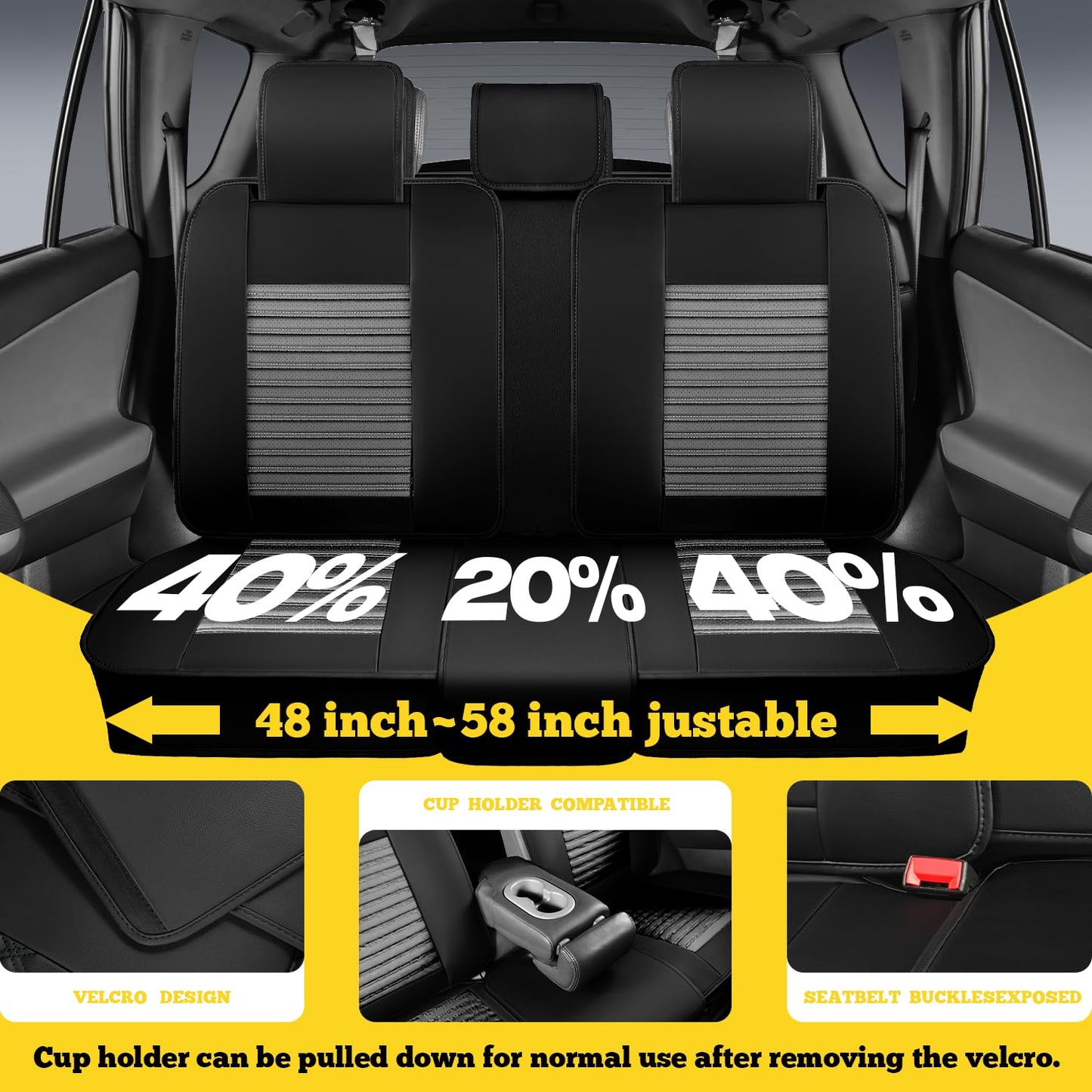 LINGVIDO Car Seat Covers, Breathable and Waterproof Faux Leather Automotive Seat Covers for Cars SUV Truck Sedan,Universal Anti-Slip Driver Seat Cover with Backrest (Full Set, Gray+Black)