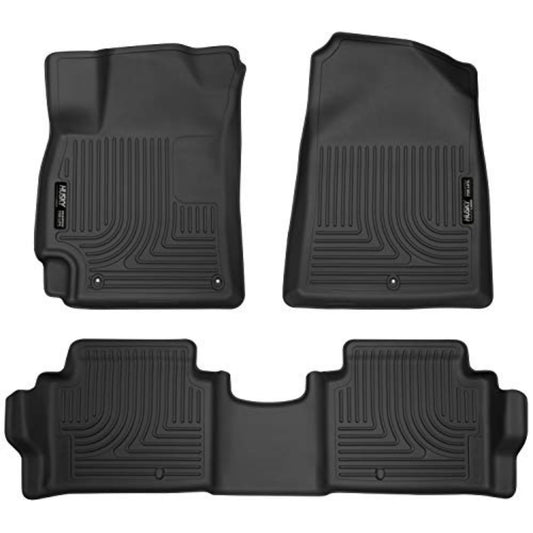 Husky Liners Weatherbeater Floor Mats | Fits 2017-2020 Hyundai Elantra | Front & 2nd Row, 3-pc Black - 98871