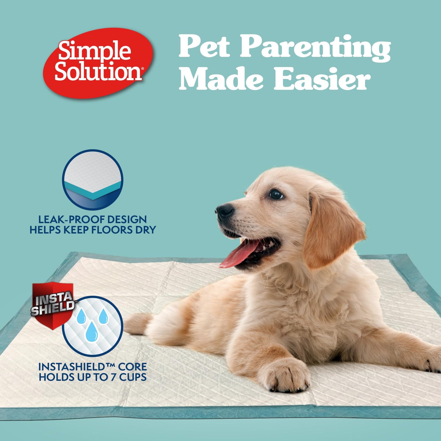Simple Solution Extra Large Puppy Training Pads – Leak-Proof Potty Pads for Large Dogs – Absorbent and Disposable with Odor Control for Housebreaking – 28 x 30 Inches – 100 Count